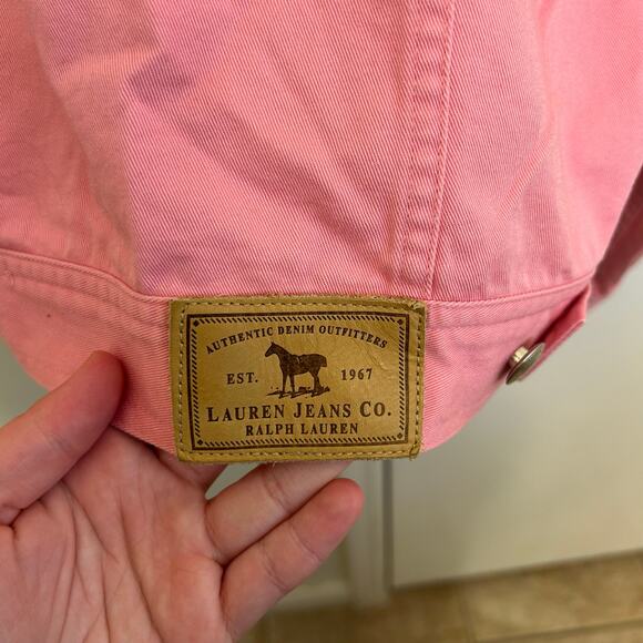 Ralph Lauren Pink Denim Jacket Women’s Size Large Button-Up Classic Jean Style - Picture 5 of 8